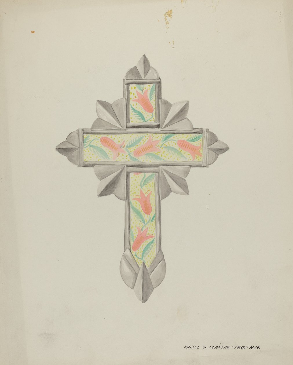 Tin & Wall Paper Cross, c. 1937. de Majel G. Claflin