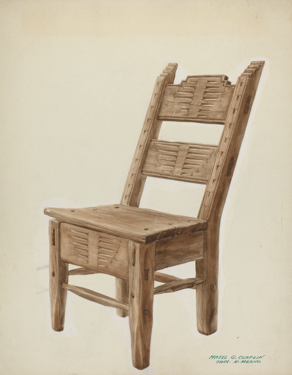Cadeira de madeira, c. 1939. de Majel G. Claflin