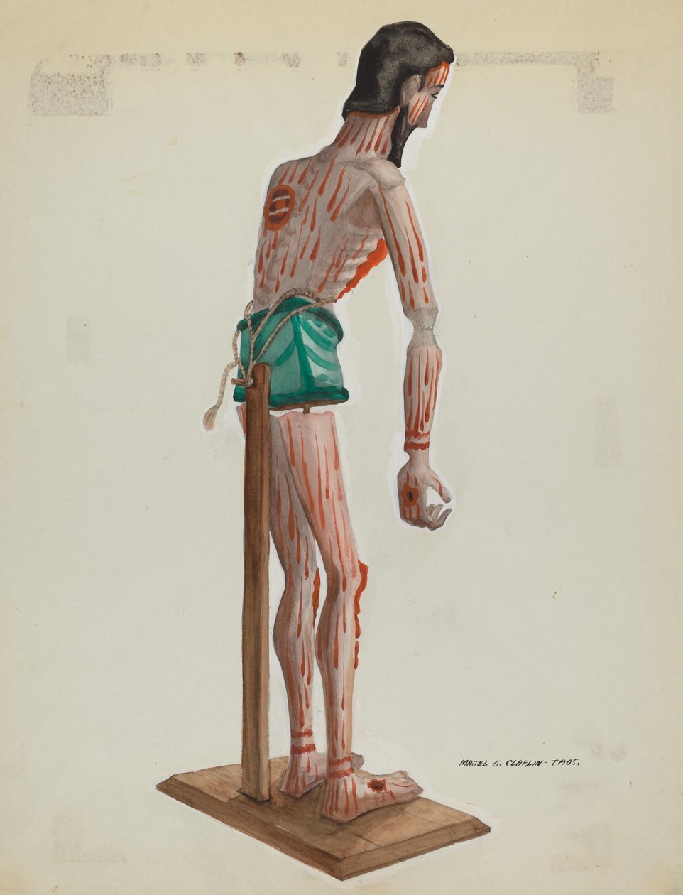 Wooden Christo, Painted Side view, c. 1937. de Majel G. Claflin