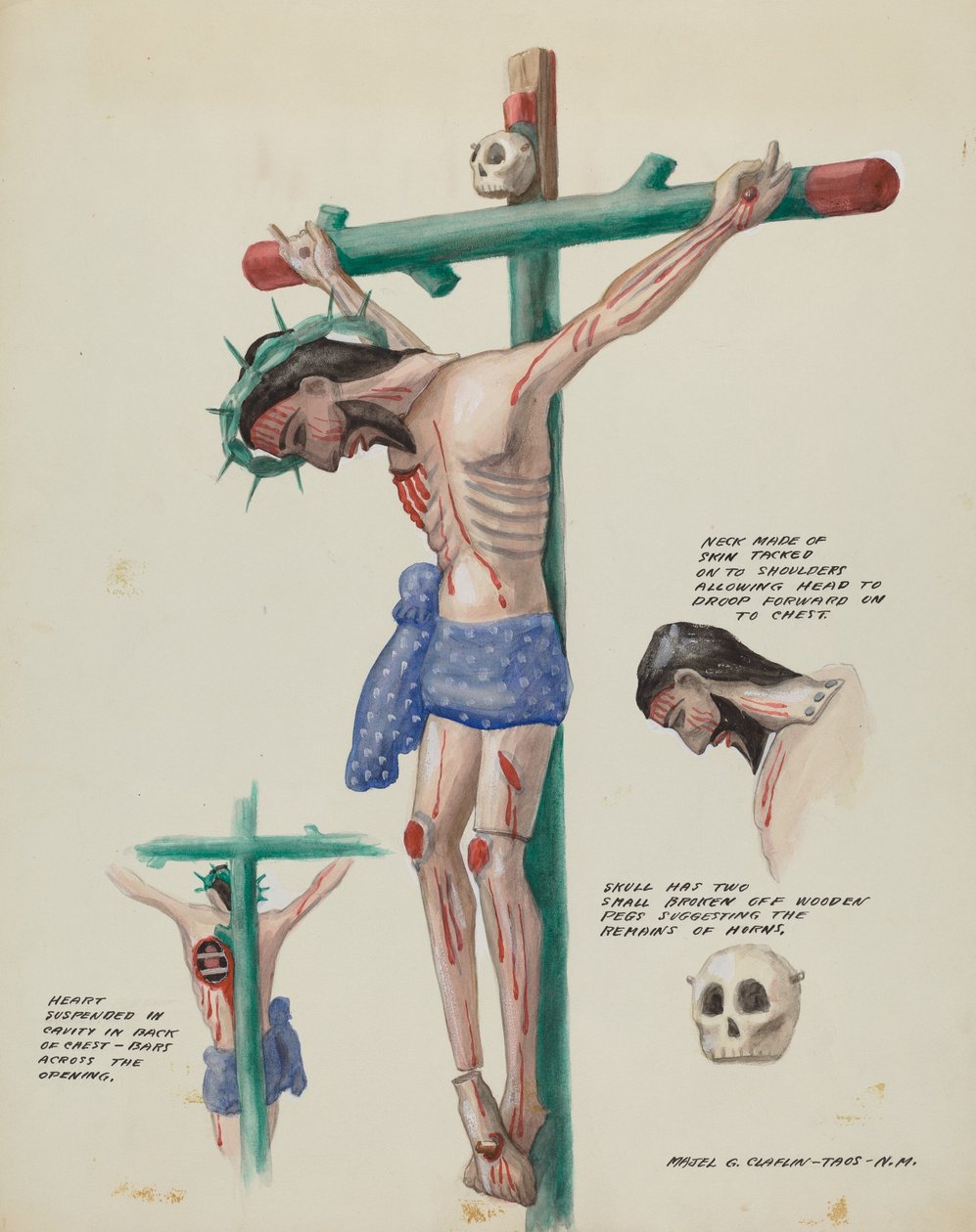 Wooden Painted Christo, c. 1937. de Majel G. Claflin