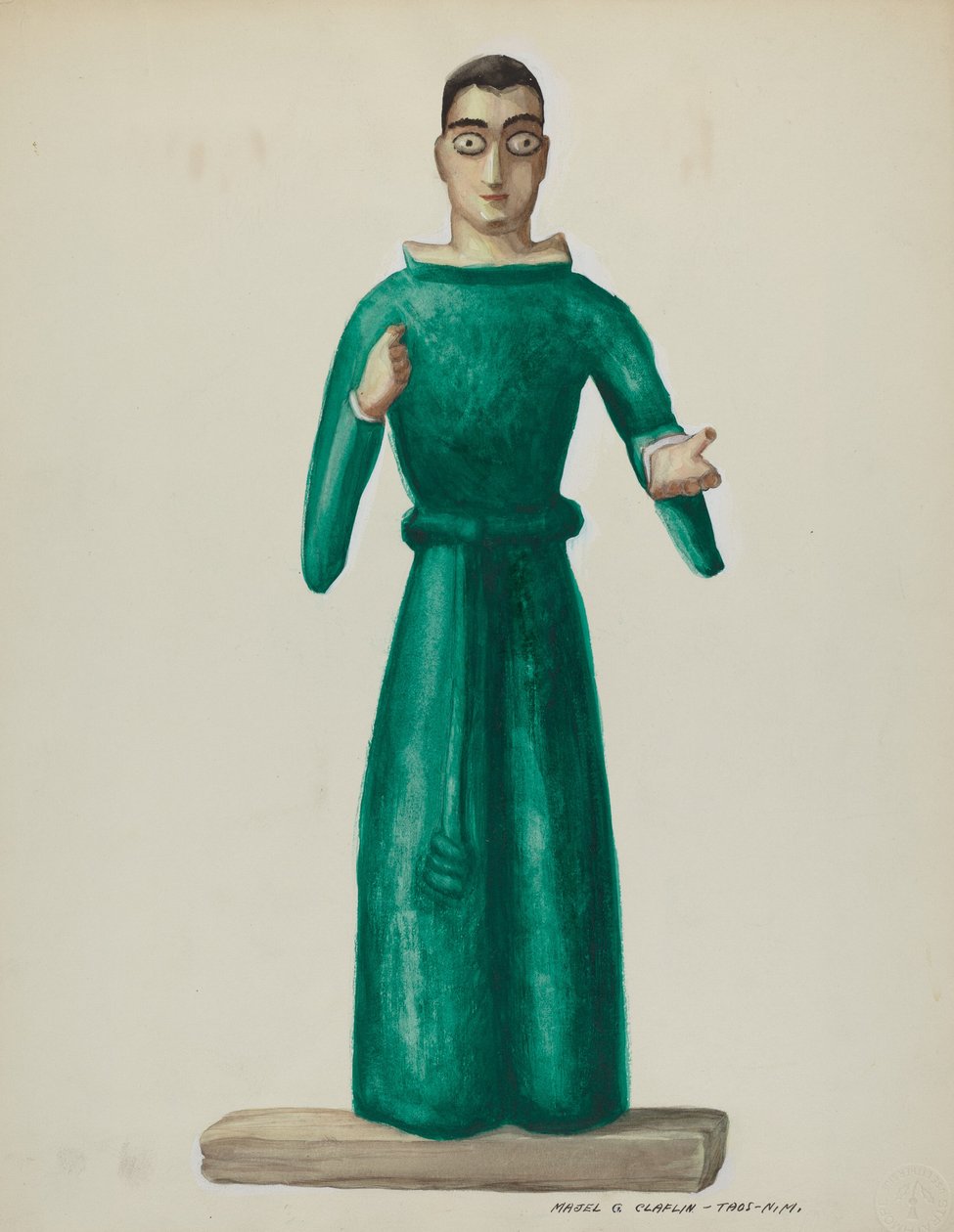 Santo de madeira em vestido verde brilhante, 19351942. de Majel G. Claflin