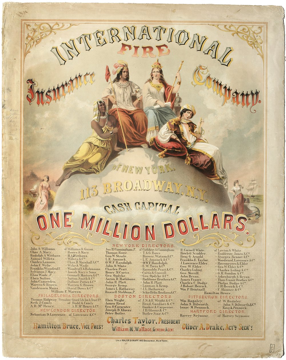 Companhia Internacional de Seguro contra Incêndios de Nova York, (litografia) de Major and Knapp Sarony