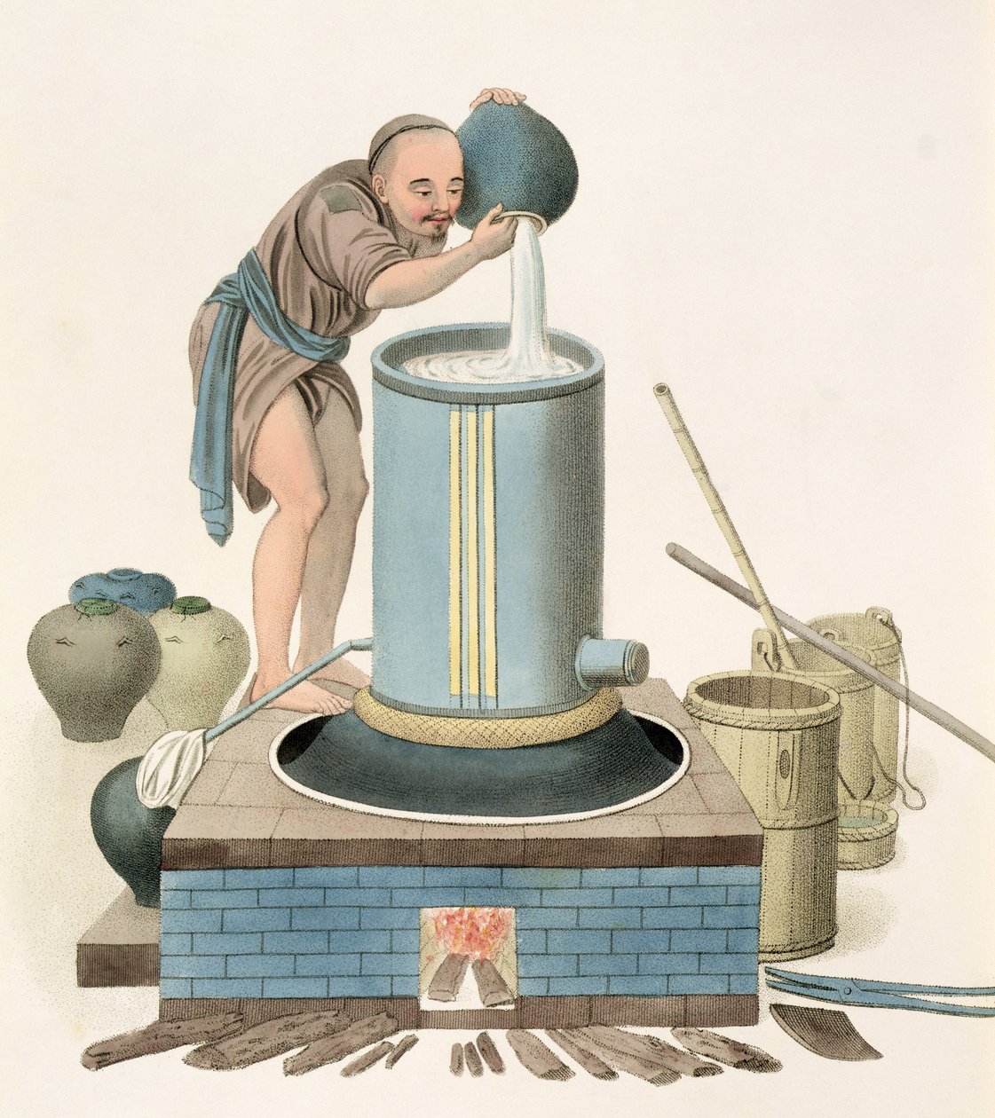Um destilador, prato 24 de "O traje da China", gravado por J. Dadley, 1800 de Major George Henry Mason