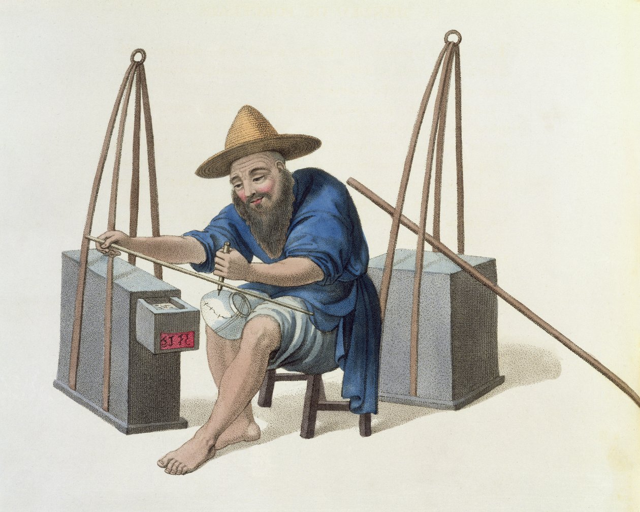 Mender of Porcelain, prato 28 de &39;O Traje da China&39;, gravado por J. Dadley, 1800 de Major George Henry Mason