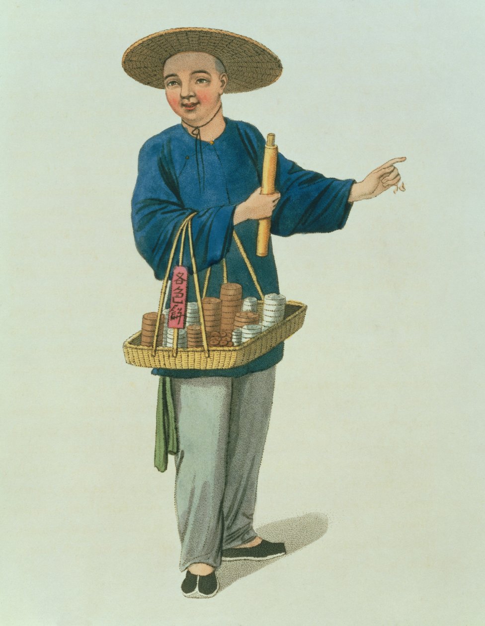 Um boticário, placa 26 de "O traje da China", gravado por J. Dadley, 1800 de Major George Henry Mason