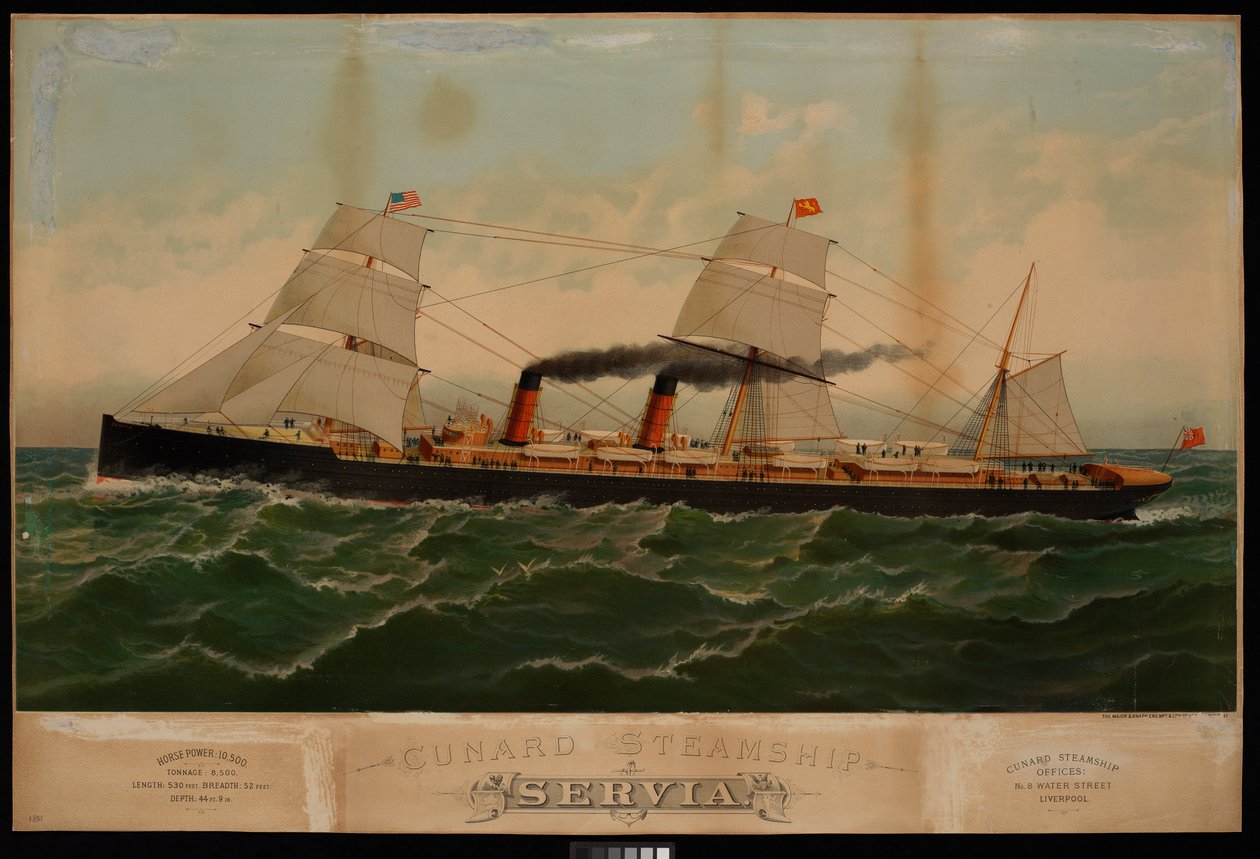 Cunard Steamship Servia... (cromolitografia) de Major and Knapp Sarony