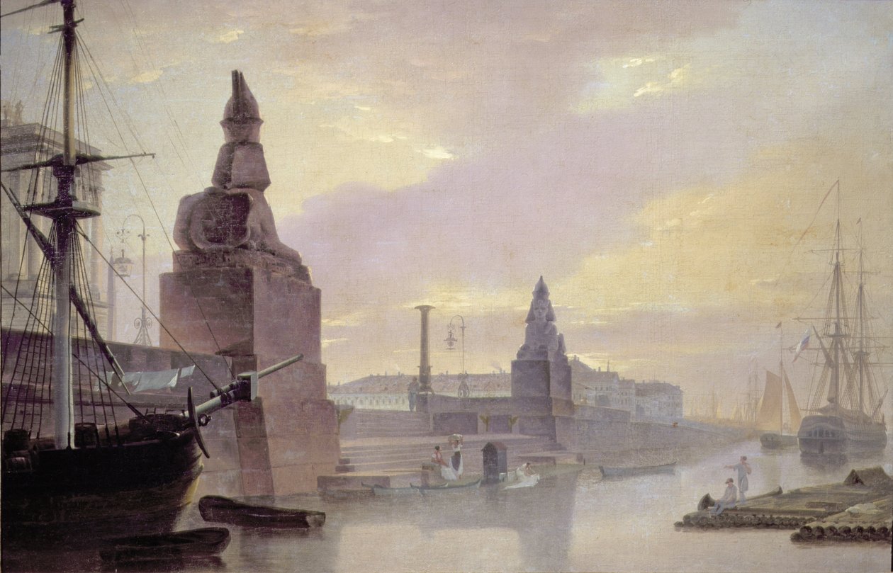 O aterro Neva pela Academia de Arte, 1835 de Maksim Nikiforovich Vorobiev