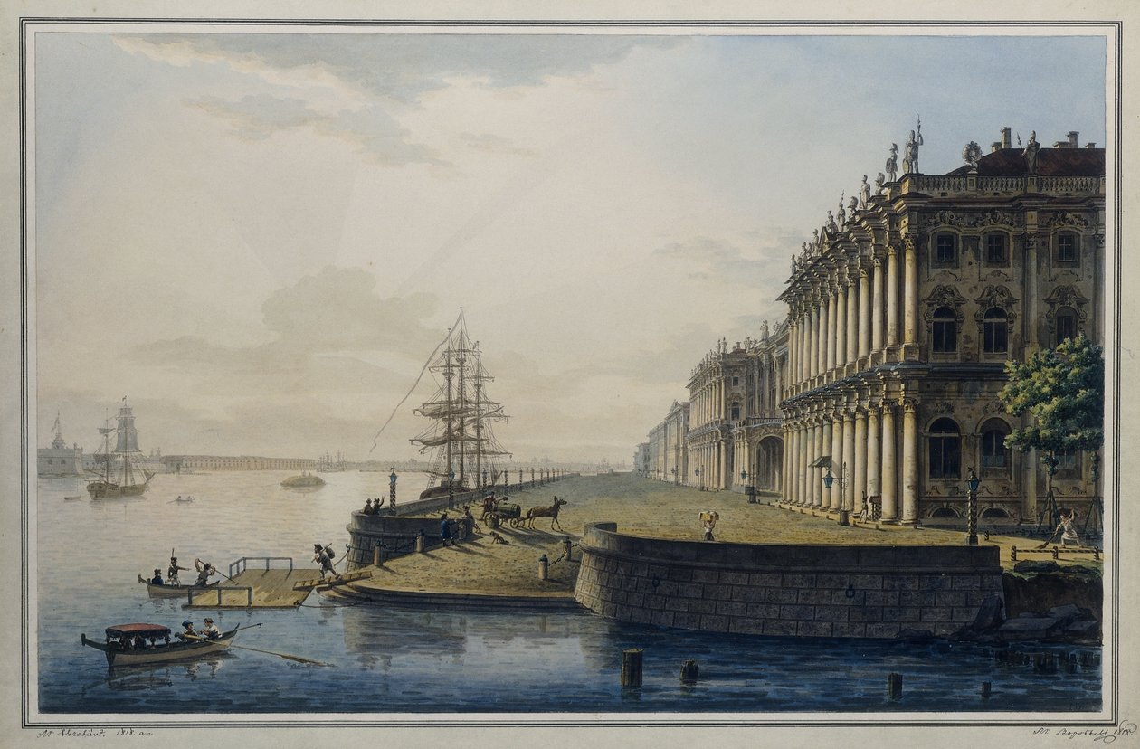 Vista do Palácio Imperial de Inverno, 1818 de Maksim Nikiforovich VorobOev