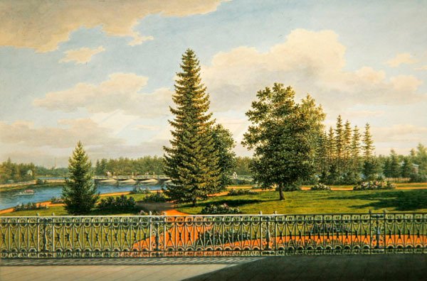 Vista do terraço do Palácio de Yelagin, São Petersburgo de Maksim Nikiforovich Vorobiev