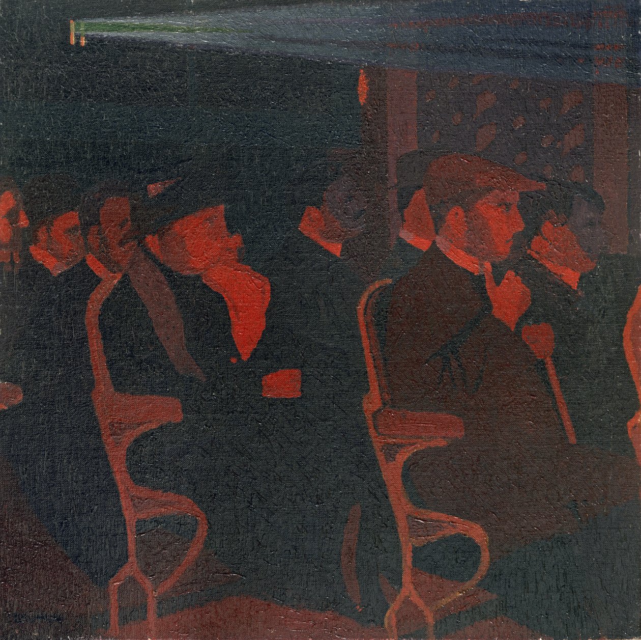 No Cinema, c.1915 (óleo sobre tela) de Malcolm Drummond