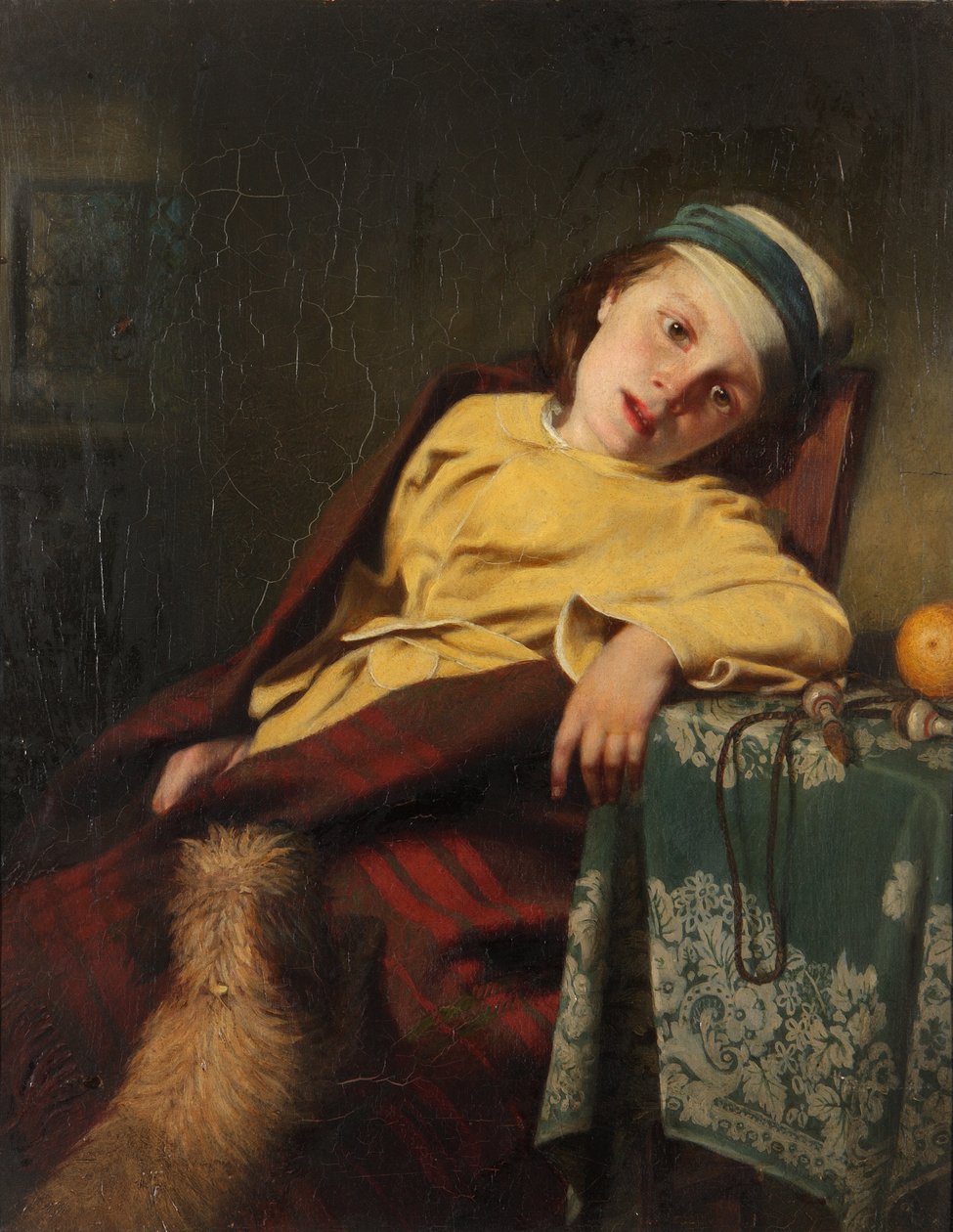 Criança doente com cachorro, 1857 de Malcom Steward