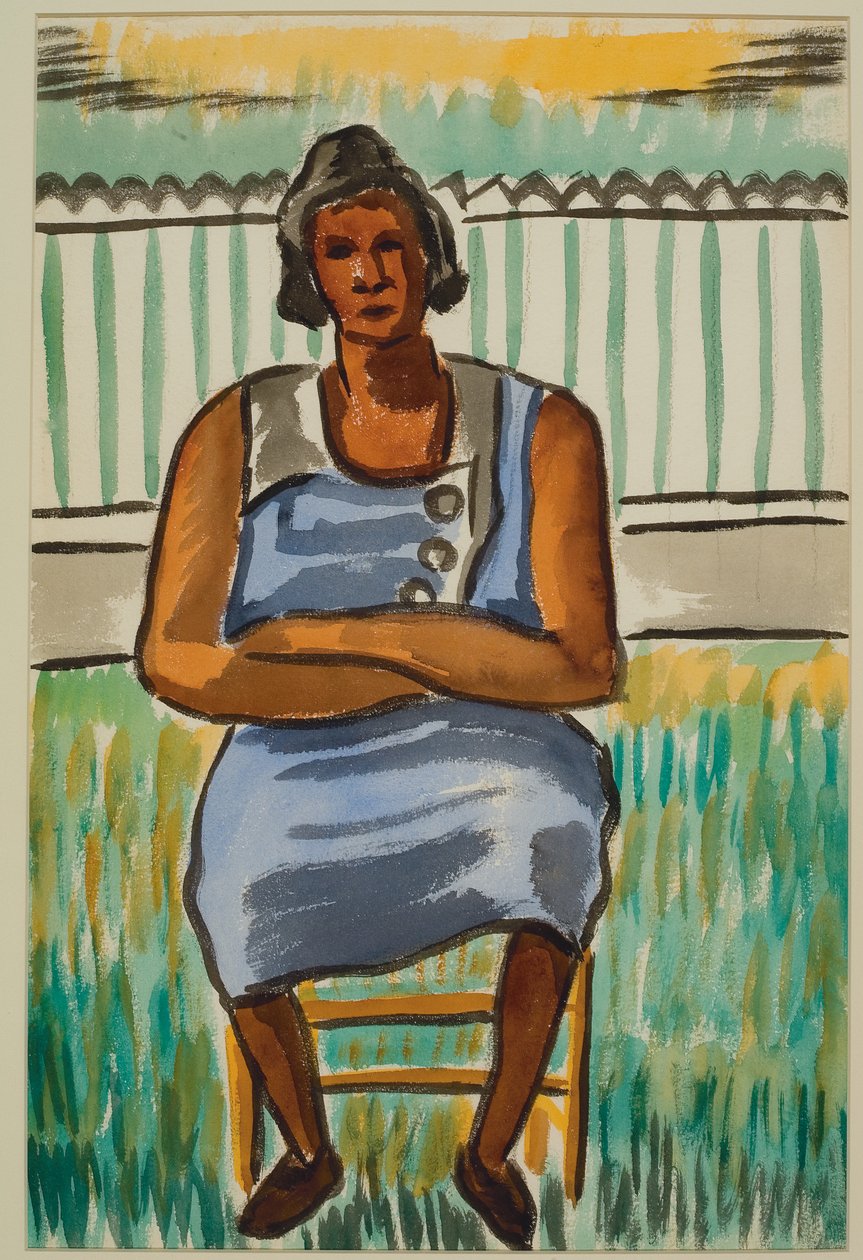 Figura Sentada, c.1934 (aguarela sobre papel) de Malvin Gray Johnson