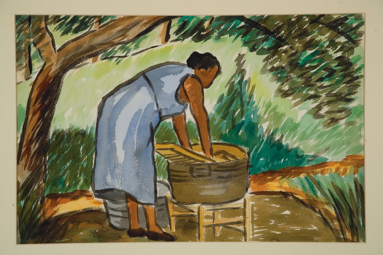 Mulher Lavando, c. 1934 (aquarela) de Malvin Gray Johnson