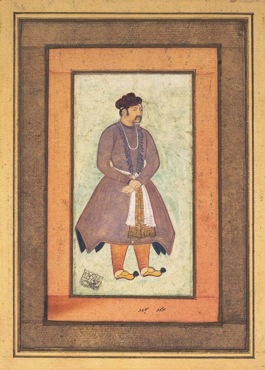 Retrato de Akbar, o Grande 1542-1605, imperador mogol, segunda metade do século XVI. de Manohar