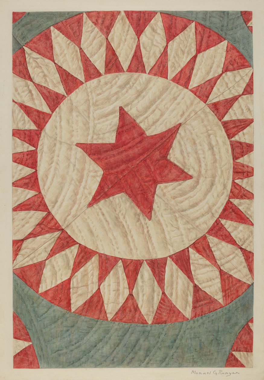 Colcha de Estrela e Anel, c. 1938. de Manuel G. Runyan