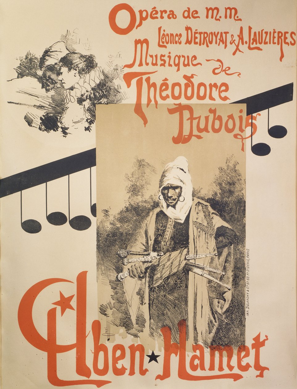 Cartaz para Aben Hamet, ópera de Manuel Orazi