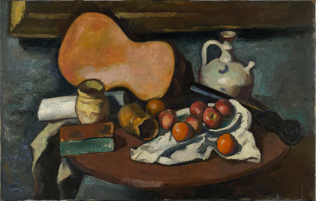 Ainda vida com guitarra, década de 1920. de Manuel Ortiz de Zárate