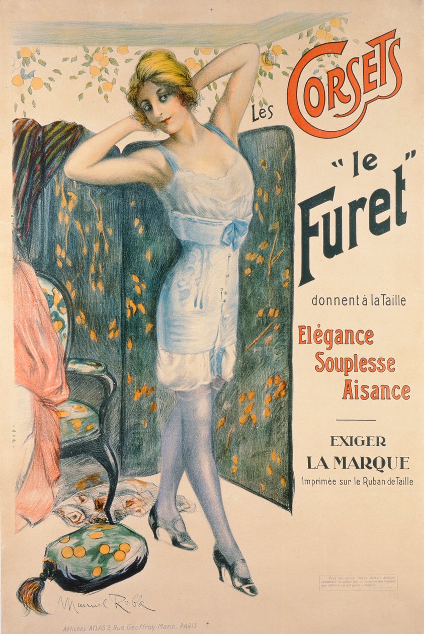 Anúncio para espartilhos &39;The Ferret&39; de Manuel Robbe