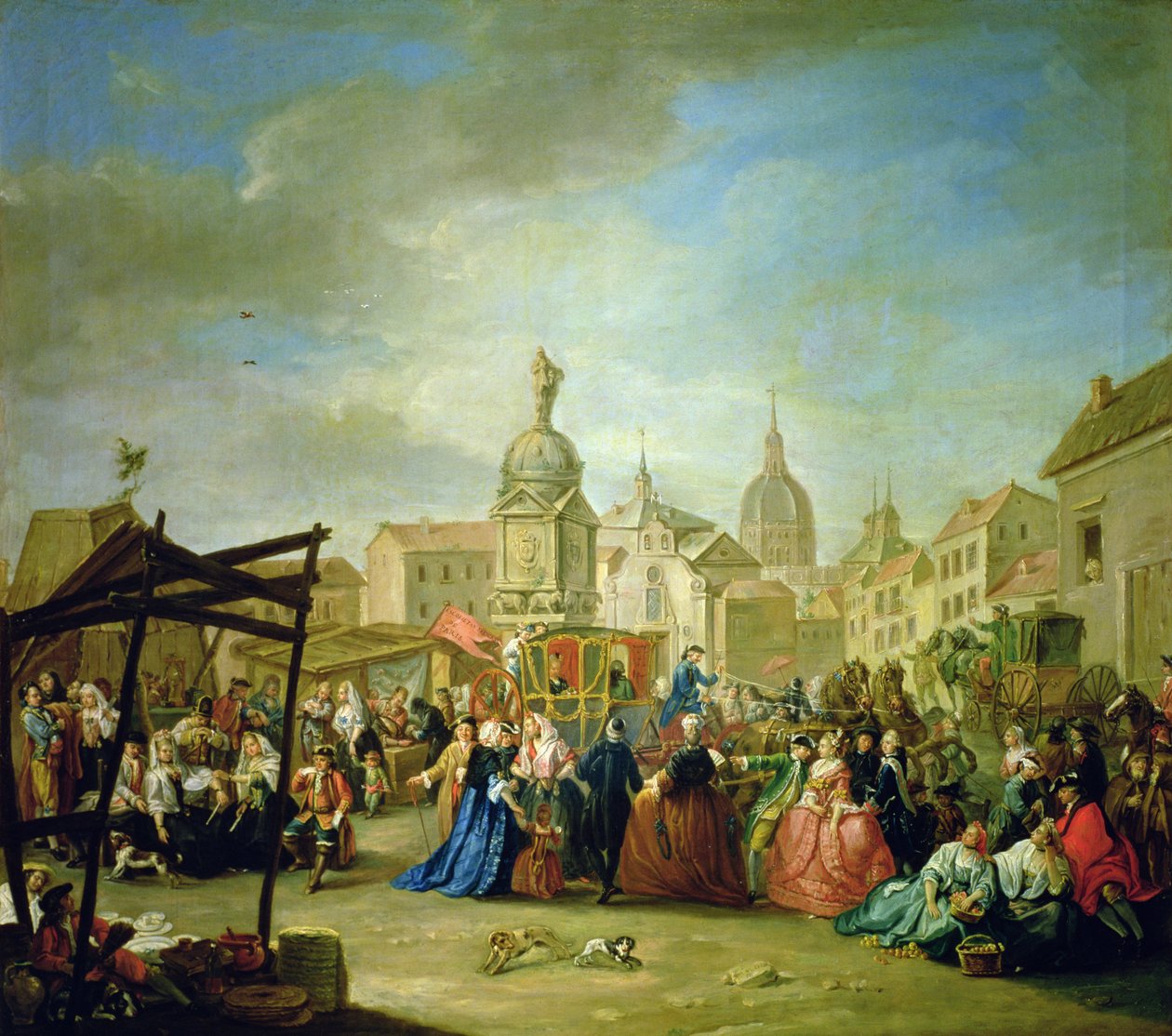 A Feira de Madrid na Plaza de la Cebeda (óleo sobre tela) (ver 113060 para detalhes) de Manuel de la Cruz y Cano