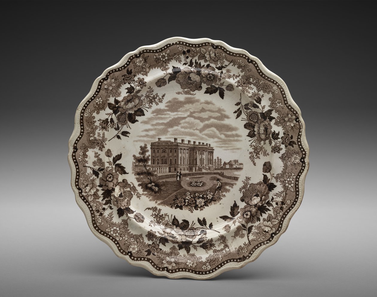 Placa, 1831-c.1843 (faiança de chumbo-vidrado com impressão de transferência) de Manufacturer Job and John Jackson
