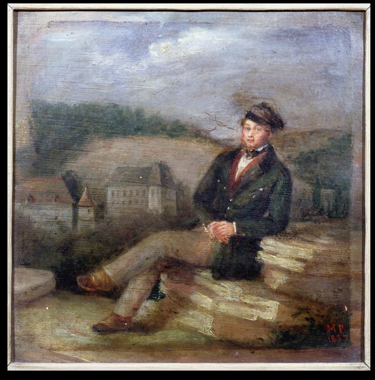 Retrato de Prosper Merimee (1803-70) trabalhando como inspetor de monumentos históricos, 1837 de Marc Paumier