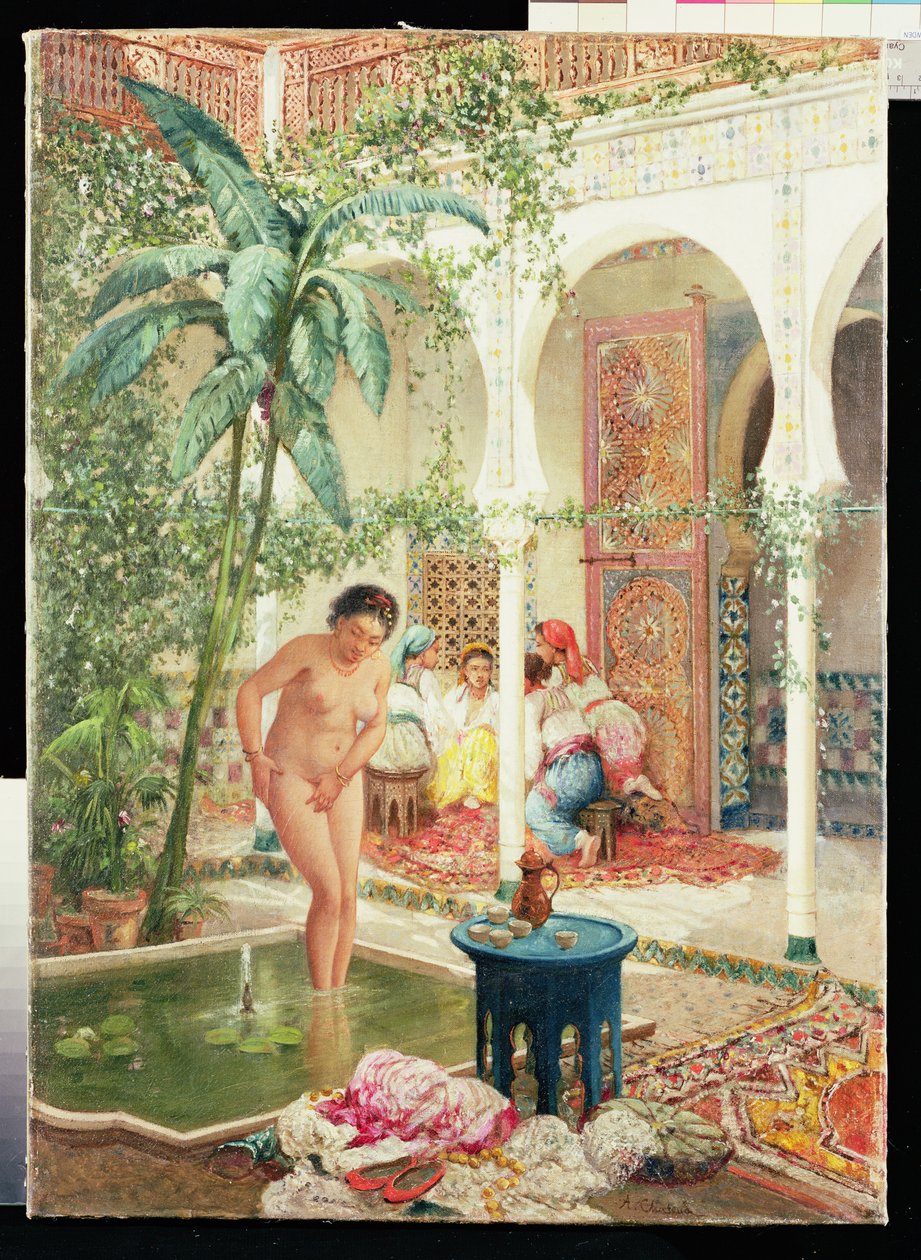 Mulheres do Harém à beira da piscina de Marc Alfred Chataud