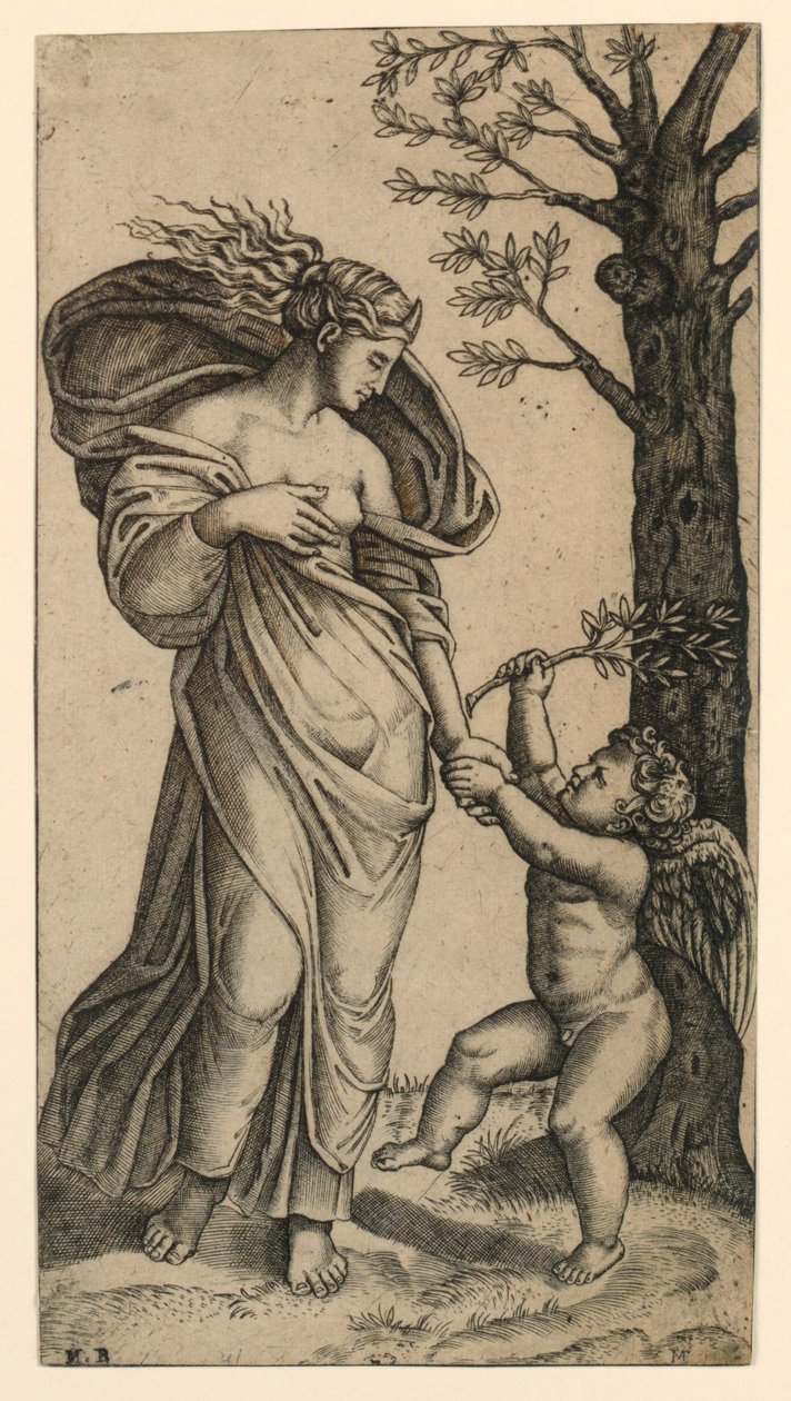 A reconciliação de Minerva e Cupido de Marc Antonio Raimondi