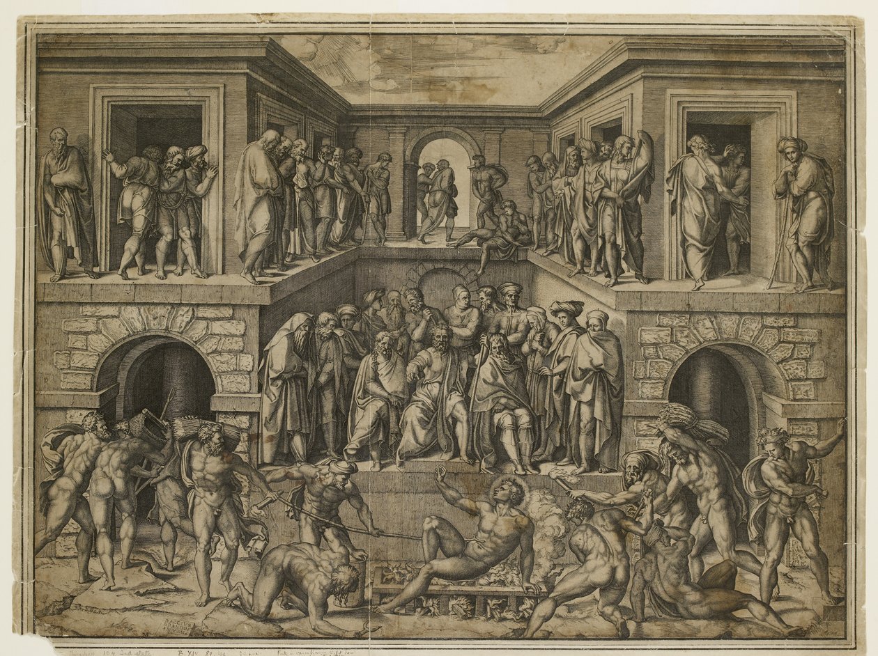 O martírio de São Lourenço, c. 1525 de Marcantonio Raimondi
