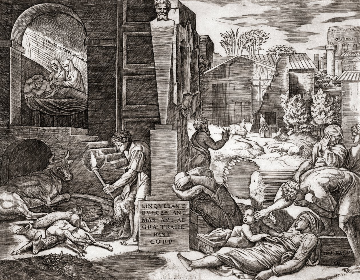 A Peste (gravura) de Marcantonio (after) Raimondi