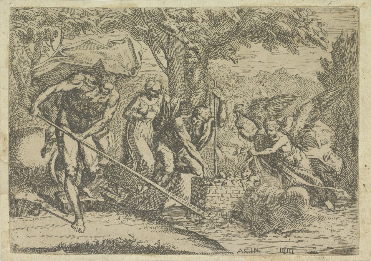 Romulus en Remus gevonden door Faustulus en Louva de Marcantonio Bellavia