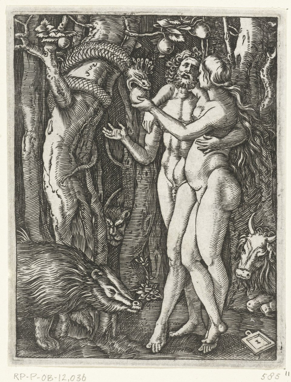 Adão e Eva em Fall in Paradise
Paixão de Cristo (título da série) de Marcantonio Raimondi