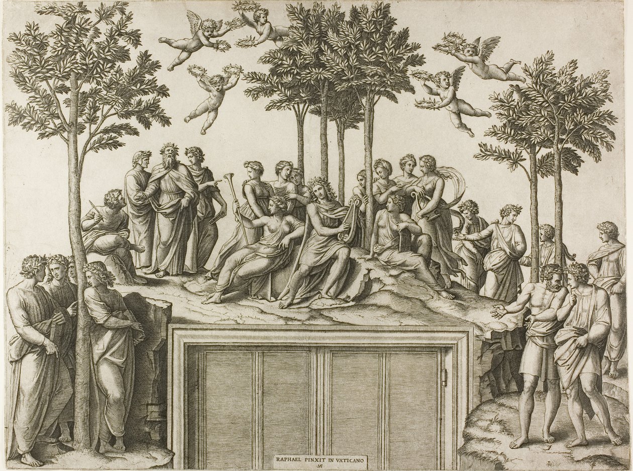 Apolo no Parnaso de Marcantonio Raimondi