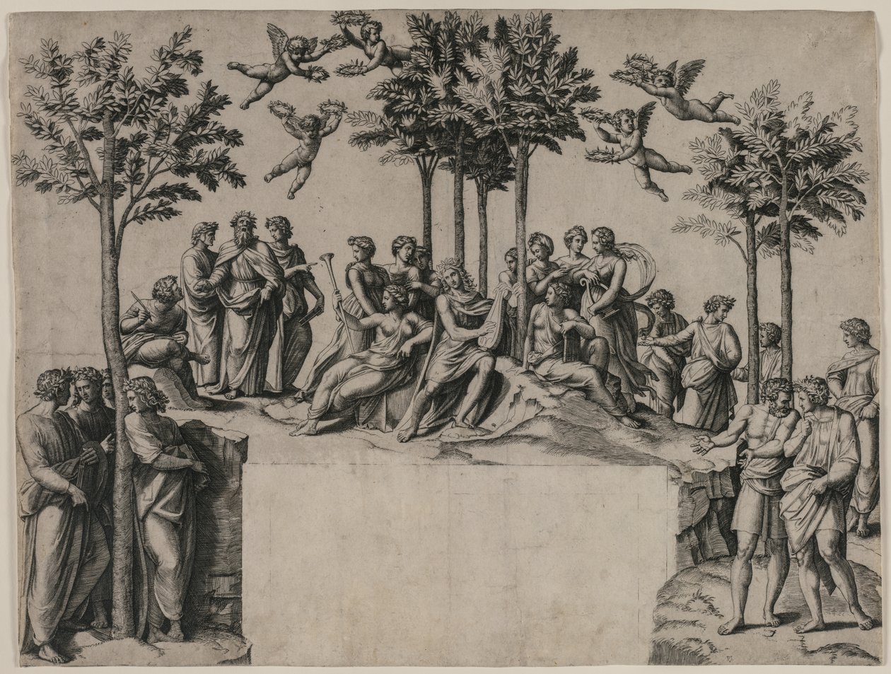 Apolo no Parnaso de Marcantonio Raimondi