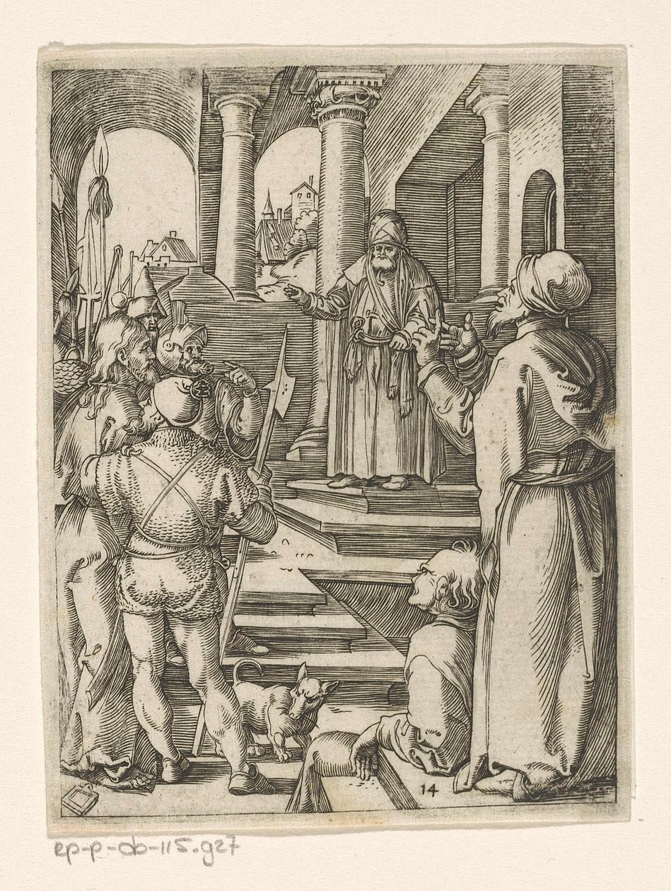 Cristo perante Pilatos
Paixão de Cristo (título da série) de Marcantonio Raimondi