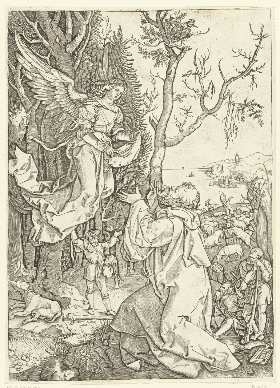 Anjo aparece para Joachim Vida de Maria (título da série) de Marcantonio Raimondi