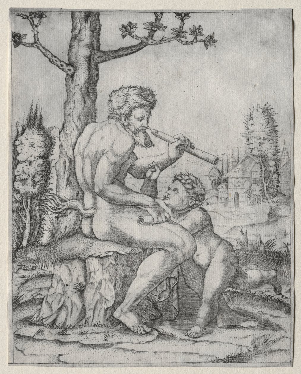 Fauno e criança de Marcantonio Raimondi