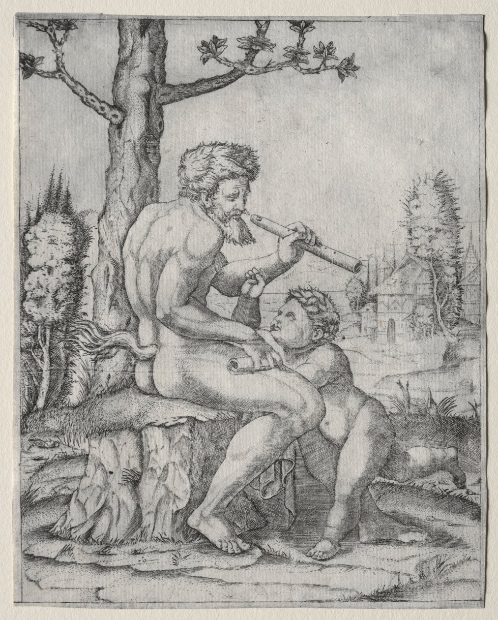 Fauno e Criança, c. 1509 de Marcantonio Raimondi