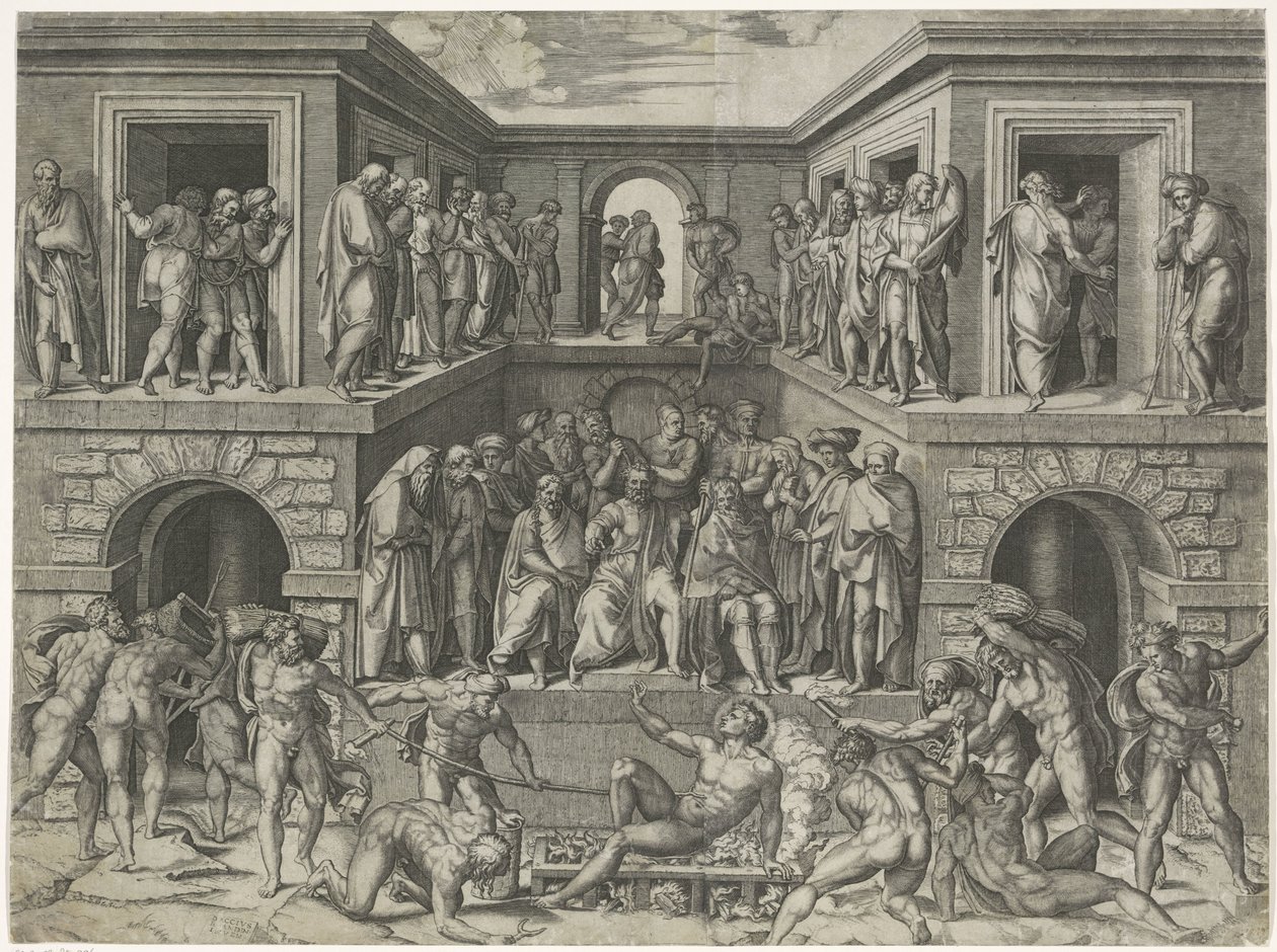 O martírio de São Lourenço de Marcantonio Raimondi