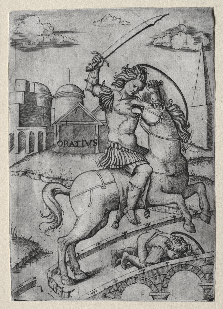 Horácio Cocles defendendo a Ponte Subliciana de Marcantonio Raimondi