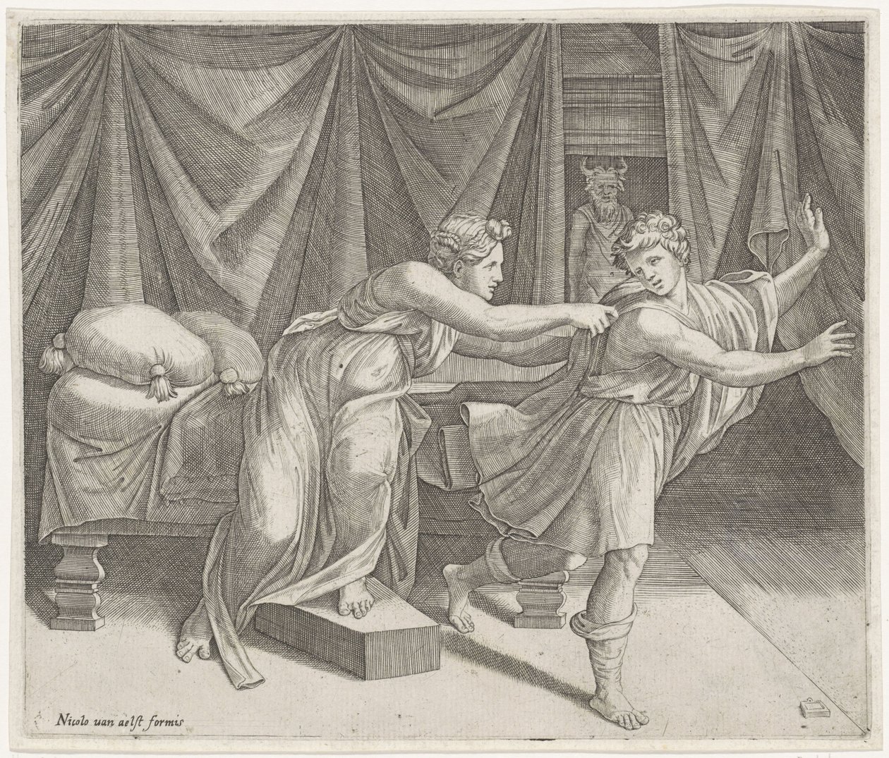 A esposa de José e Potifar de Marcantonio Raimondi