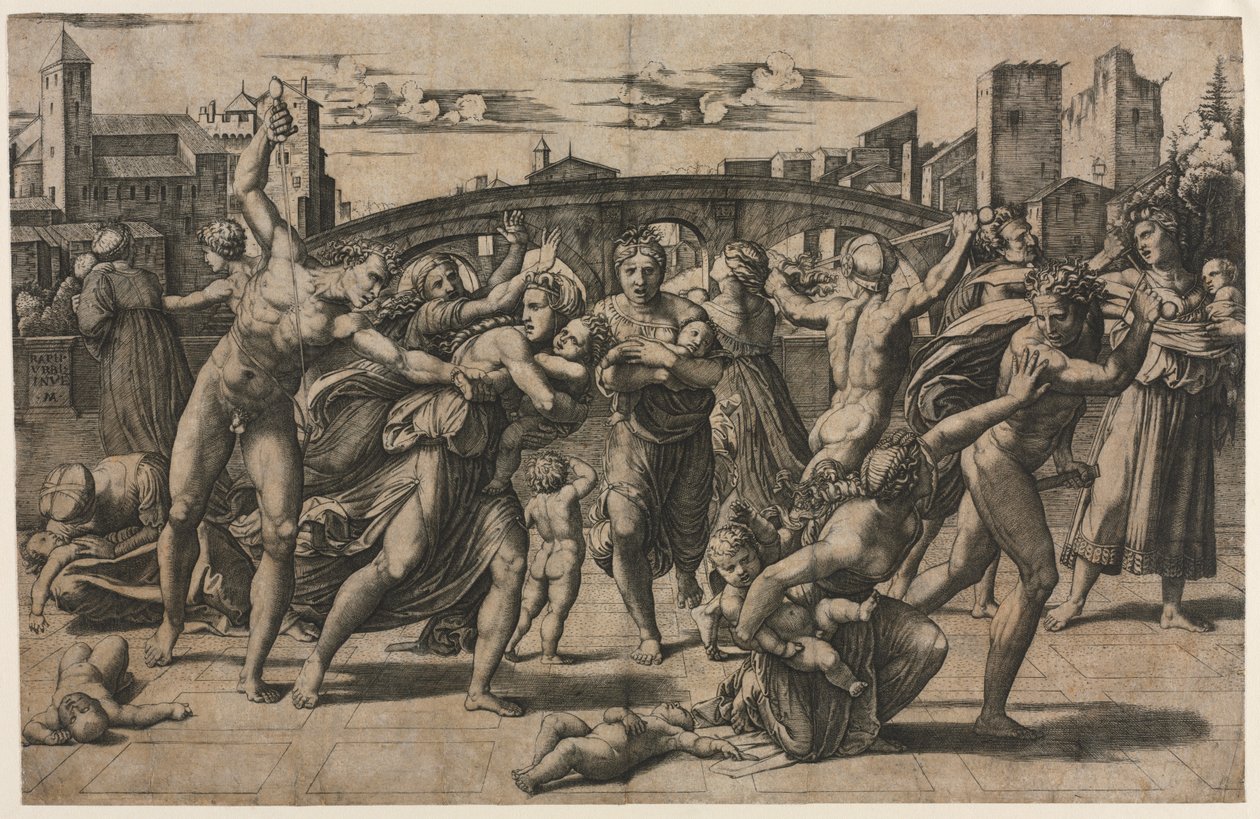Massacre dos inocentes com o abeto, c. 1511-1512. de Marcantonio Raimondi