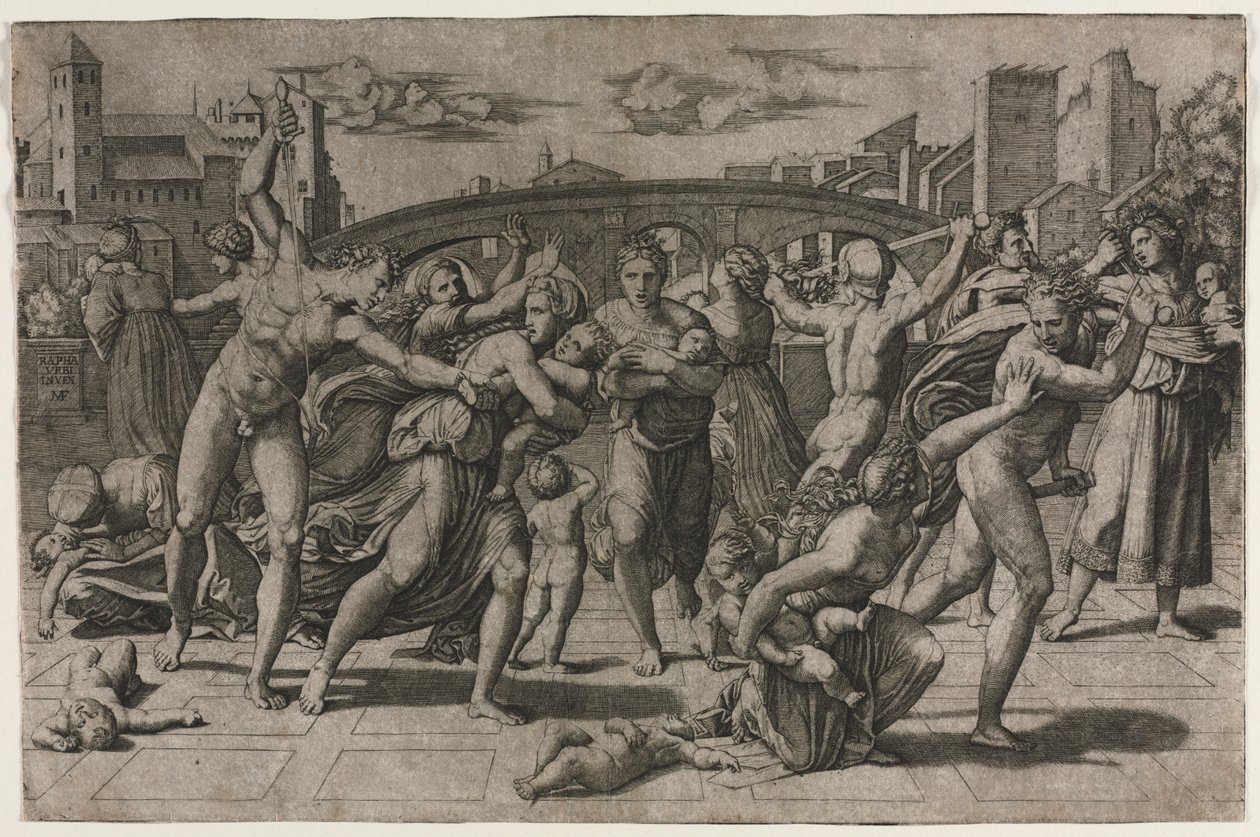 Massacre dos inocentes sem o abeto, ca. 1513-15. de Marcantonio Raimondi