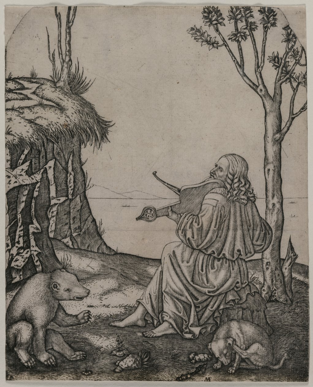 Orfeu encantando os animais de Marcantonio Raimondi
