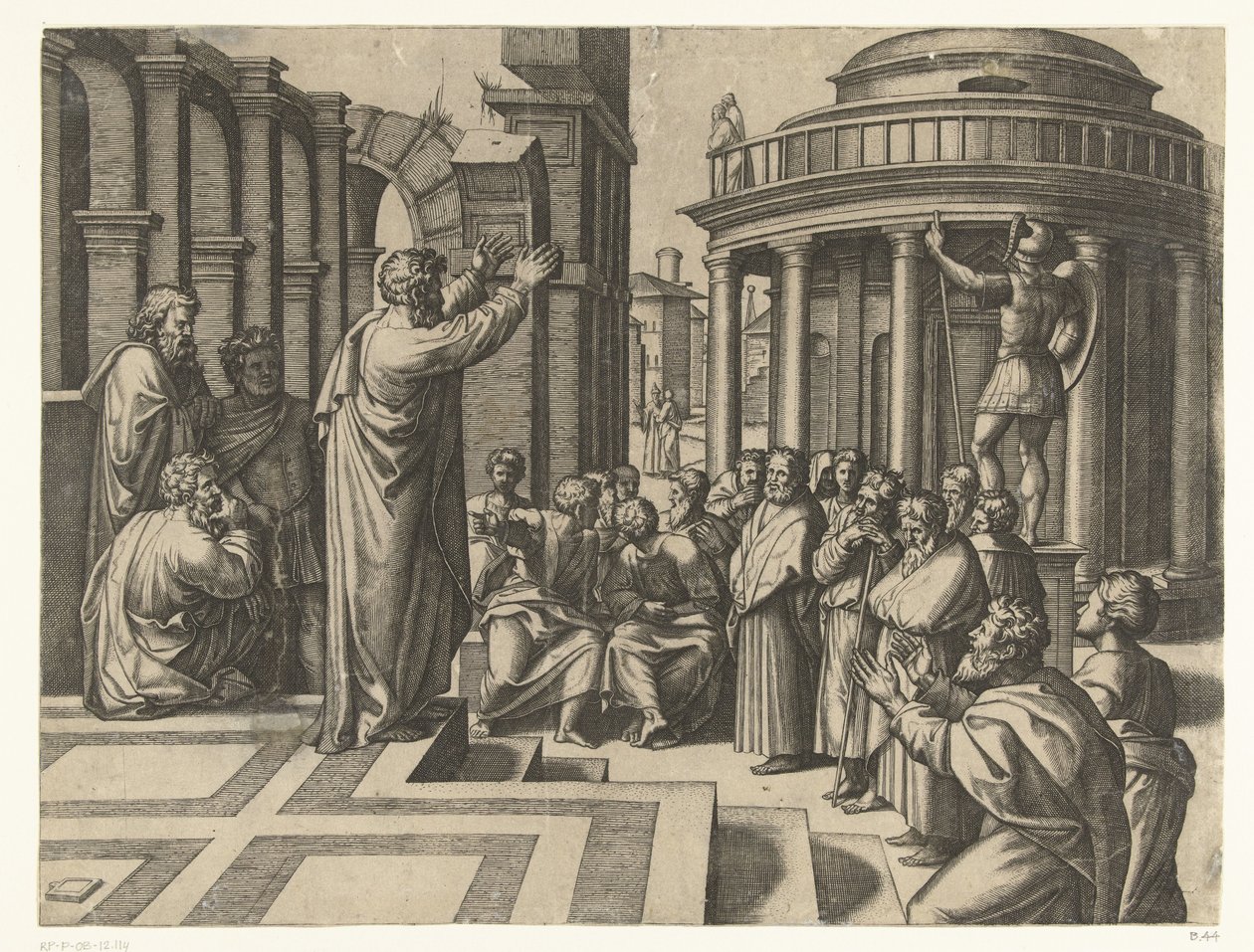 Paulo prega em Atenas de Marcantonio Raimondi