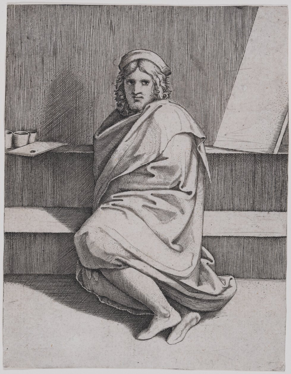 Retrato de Rafael, sentado de Marcantonio Raimondi
