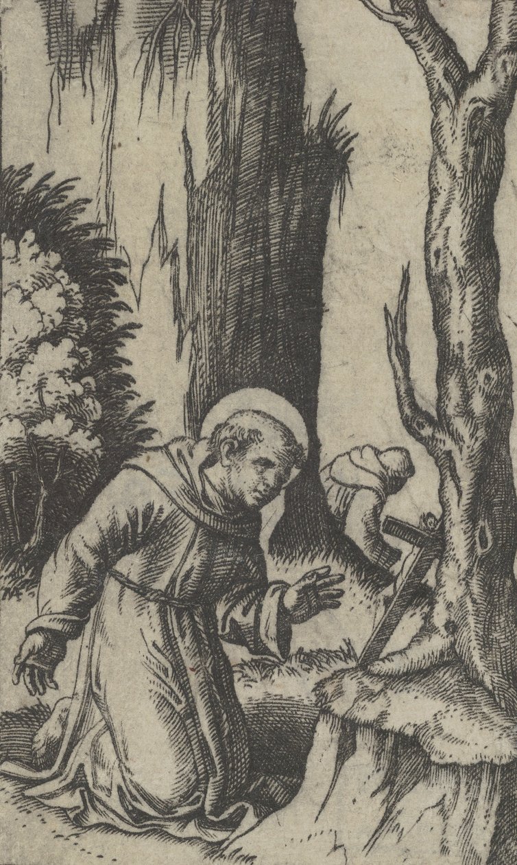São Francisco de Assis orando diante de um crucifixo, da série 