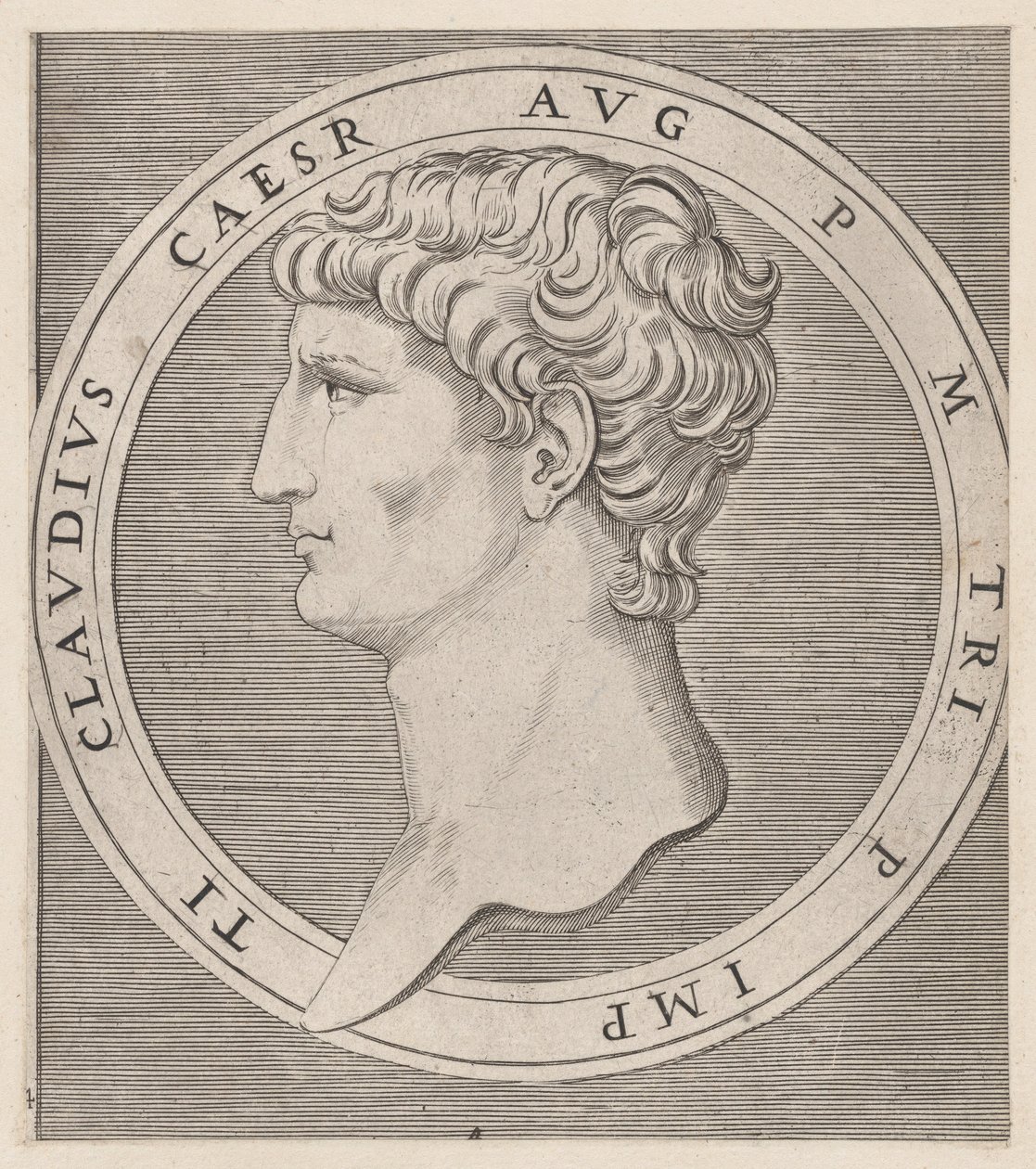 Speculum Romanae Magnificentiae: Cláudio, de The Twelve Caesars, ca. 1500-1534., ca. 1500-1534. de Marcantonio Raimondi