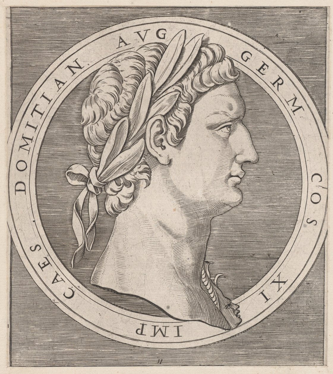 Speculum Romanae Magnificentiae: Domiciano, de The Twelve Caesars, ca. 1500-1534., ca. 1500-1534. de Marcantonio Raimondi