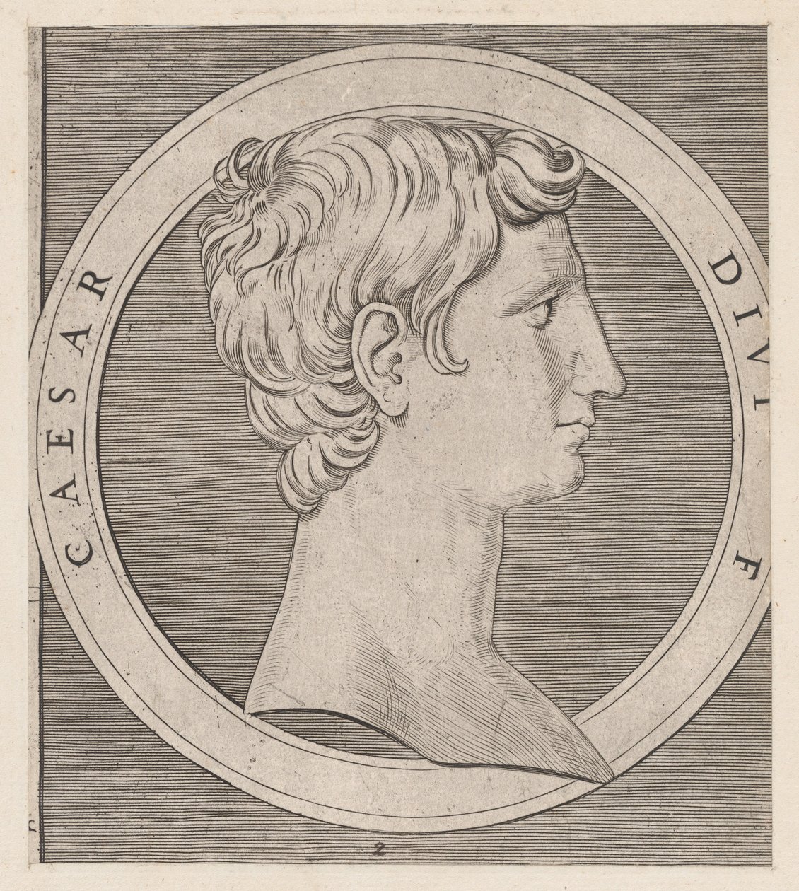 O Espelho da Magnificência Romana: Otaviano Augusto, de Os Doze Césares, ca..., ca. 1500-1534. de Marcantonio Raimondi