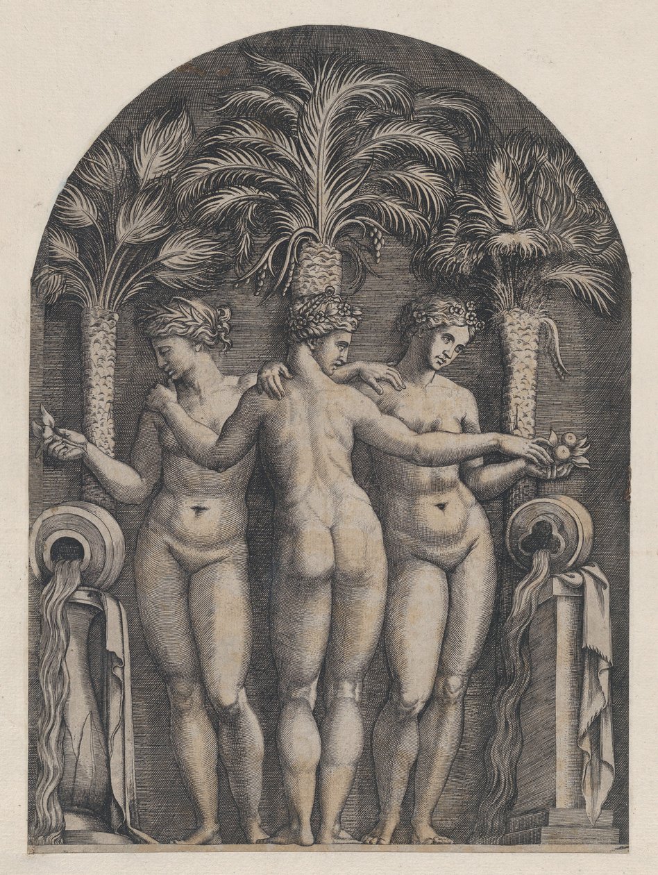 Speculum Romanae Magnificentiae: The Three Graces, ca. 1500-1534., ca. 1500-1534. de Marcantonio Raimondi